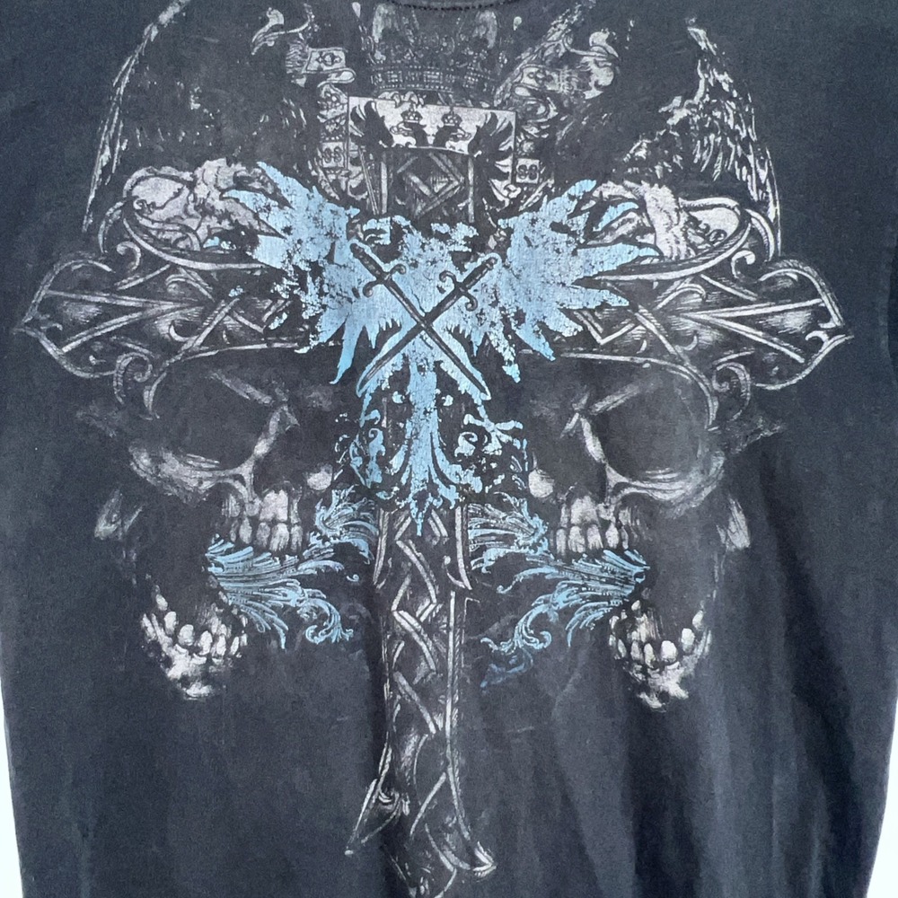 MMA Elite Shirt Grunge Y2K Short Sleeve Men's Size XL‎ Crucifix Skull Phenix